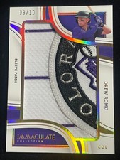 2023 Panini Immaculate Drew Romo Jumbo Team Logo Relic; SN#9/10; Rockies