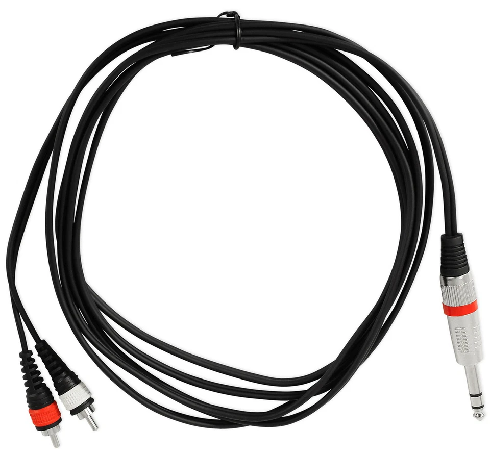 Cable Rockville RNRTR10 10' 1/4" TRS a Doble RCA 100% Cobre Transferencia de Señal Foto 1 de 4