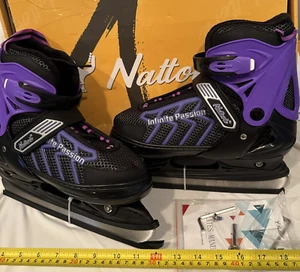 NUEVOS PATINES DE HIELO NATTORK PÚRPURA BK NIÑO TALLA LG Y5-8 ACOLCHADO AJUSTABLE SOPORTE TOBILLO - Imagen 1 de 9