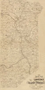 1860 Map of Lawrence and Beaver County Pa Brighton Staylesville Genealogy - Picture 1 of 4