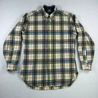 Vintage Pendleton Shirt Men M Pure Virgin Wool Plaid Button Down 60s 70s *STAINS - Image 1 of 4