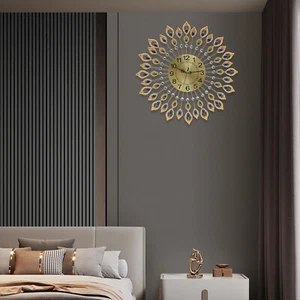 26.4" Luxury Peacock Large 3D Wall Clock Metal Living Room Wall Watch Home Decor - Picture 1 of 12