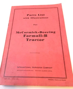 McCormick Deering Farmall B Tractor Parts List With Illustrations 30 April 1941 - Picture 1 of 5