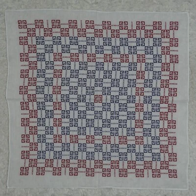 L759 GIVENCHY Logo Monogram White Cotton Scarf Scarves Pocket Square 16.5" X 17" — 第 1/4 张图片