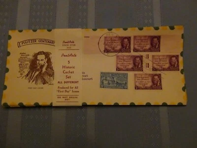 US # 946 Pulitzer 3C Set Of 5 Pent Arts Cachet Special Del FDC W/Label  #10  - Image 1 of 4