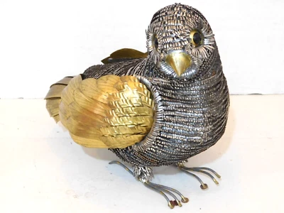 1970s Sergio Bustamante(?) Footed Songbird Sculpture Mixed Metal 10" Long - Image 1 of 4
