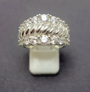 611.  DIAMONIQUE Ring Cubik Zirkonia klar Wellenmuster 925er Silber RG.54 DQCZ - Bild 1 von 8