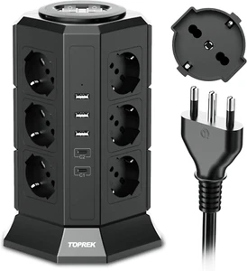 Ciabatta Multipresa Verticale Con 12 Prese Universali ITA 10/16A E Schuko E 2 US - Foto 1 di 12