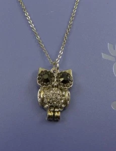 Owl silver tone necklace bling crystal Claire's - Picture 1 of 9