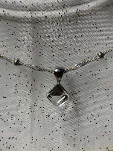 VINTAGE Karizma Spa Italien 925 Sterlingsilber 16" Halskette ~ CZ WÜRFEL Anhänger 4g - Bild 1 von 8