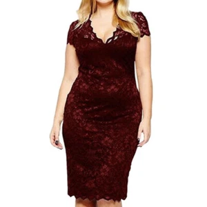 Vestidos Elegantes Plus Size Para Mujer De Encaje Fiesta Casuales Tallas Grandes - Picture 1 of 16