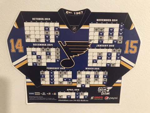 St. Louis Blues 2014-2015 14-15 Magnet Schedule Season NHL Hockey Cover