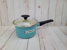 Brand New Le Creuset 1.5 qt Classic Round Saucepan Turquoise with Lid in Box