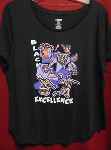 Ladies Plus Size 3X BLACK EXCELLENCE Tee Shirt by Indent NEW W/ TAGS! - Picture 1 of 5