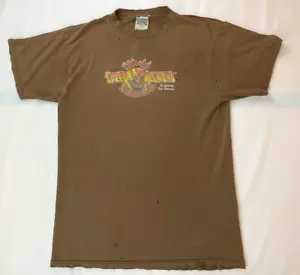 Vintage World industries Shirt Brown 90s L Pitchfork Skateboard Distressed Fade - Picture 1 of 7