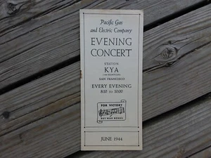 Vintage 1944 WWII-Era Pacific Gas Electric Co Radio KYA Pamphlet San Fran PG&E  - Bild 1 von 3