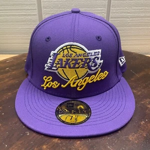 Cappello Los Angeles Lakers da uomo 7 1/2 viola esclusivo doppio logo anteriore - Foto 1 di 7