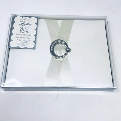 Libro de visitas de cuero CR Gibson Promise espacio para 1000 entradas perlas marfil nuevo en caja Foto 1 de 4