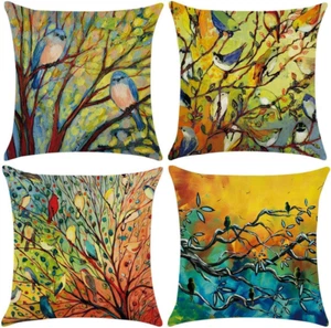 Birds Pillow Covers 18X18, Outdoor Summer Garden Pillow Case,Turquoise Blue Bird - Picture 1 of 12