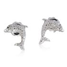 Dolphin Stud 1Ct Lab Created Diamond Stud Earrings 14K White Gold Plated Silver