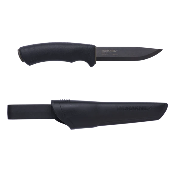 Morakniv Carbon Steel Fixed-Blade Bushcraft Knife with Sheath, Black