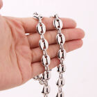 7/9/11mm Top Quality Men Women Stainless Steel Coffee Bean Beads Chain Necklace
