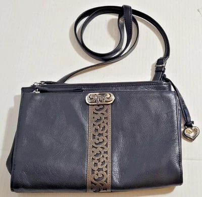 Brighton Black Leather Crossbody Organizer Bag Purse - Image 1 of 4