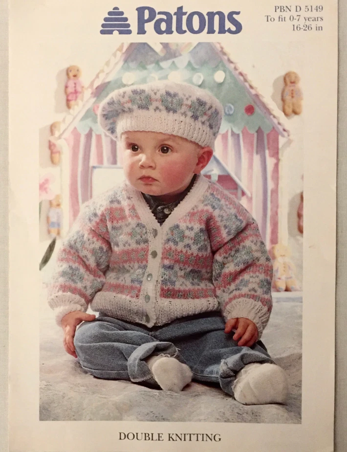 5149 - Patons - Babies Beret Hat & Cardigan Set - Multi Size Birth to 7 Years - Image 1 of 1