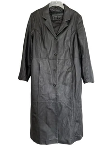 Centigrade schwarzer Ledermantel in voller Länge, Damen, Größe L - Bild 1 von 4