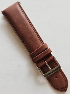 22 mm - Correa de reloj de cuero marrón estilo clásico - (hebilla astilla / con pasadores) - Imagen 1 de 4