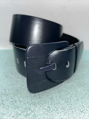 VTG St John Navy Blue Fashion Belt Sz 38” Long 2”Wide Navy Blue #9528 - Image 1 of 4