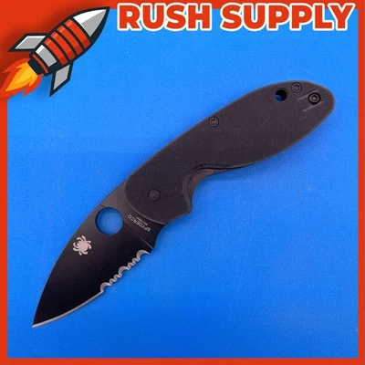 New Spyderco Efficient Knife Combo Edge Blade Black G-10 Handle - C216GPSBBK - Image 1 of 4