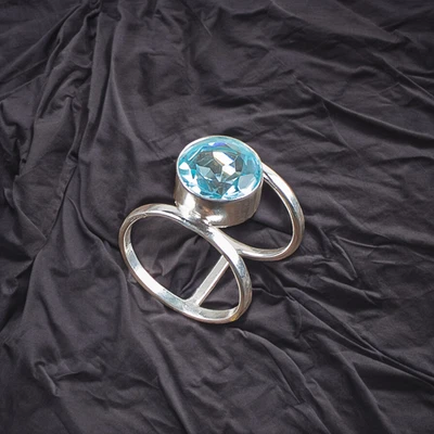 925 Sterling Silver Aquamarine Gemstone Beautiful Handmade Woman Gift Ring - Image 1 of 3