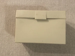 Vintage 80s Sterling Plastics #530 Almond Textured 5" x 8" Index Card File Box - Picture 1 of 4