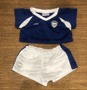Build a Bear blau weiß Fußball Uniform Fifa USA nicht mehr produziert 97 Teddy Sportkleidung - Bild 1 von 5