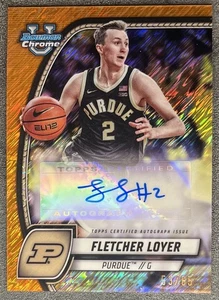 Fletcher Loyer 2024-25 Bowman Chrome Orange Shimmer Refractor Auto /65 Purdue - Picture 1 of 2