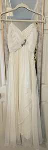 Mike Benet Formals White Chiffon Sleeveless Soft A-Line Dress Sz 2 - Picture 1 of 7