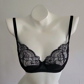 Dita Von Teese Tryst Balconette Bra 34D Black Sheer Lace D59359 Pinup Sexy