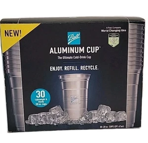 Ball Aluminum Cups 100% Recycle Cold Drink Cup 20 oz Picnic Party 28pcs - Picture 1 of 7