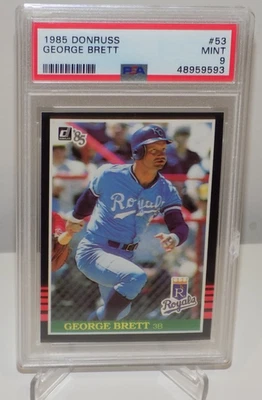 Tarjeta de béisbol Donruss 1985 George Brett #53 graduada PSA 9 como nueva Royals HOFer Foto 1 de 3