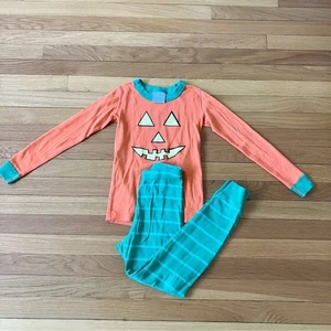 Hanna Andersson Orange Pumpkin Jack O’Lantern Halloween Cotton Pajamas 120 6-7 - Picture 1 of 5