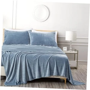 Extra Soft Fleece Sheet Set Queen, Microplush Non-Pilling Velvety Bed Sheet, - Picture 1 of 8
