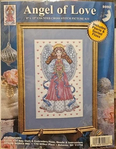 Angel of Love counted cross stitch KIT Design Works NEW w/pearls 8x13 - Picture 1 of 2