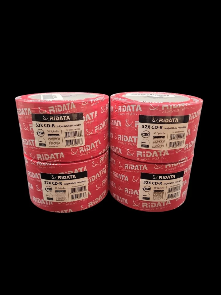 200 RIDATA Blank 52X CD-R CDR White Inkjet Hub Printable 700MB Recordable Disc - Image 1 of 4