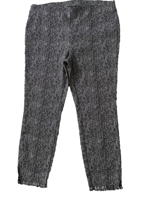 Alfani Fringe Hem Pull-on Ankle Pants Tweed Black Houndstooth Women's 12P EC - Image 1 of 4