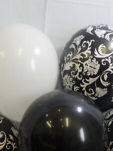 Black Balloons Pretty Damask Black and White Latex Birthday  Anniversary Wedding