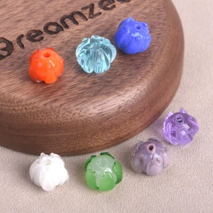 5pcs 12mm-13mmm Round Flower Bud Shape Handmade Lampwork Glass Loose Beads - Picture 1 of 9