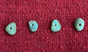 Ancient Amazonite Stone Beads X 4 Excavated S. Morocco African Redrilled - Picture 1 of 3