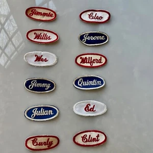 Embroidered Vintage Name Tag Patch for Work Shirt Uniform Red and Blue selection - Picture 1 of 4