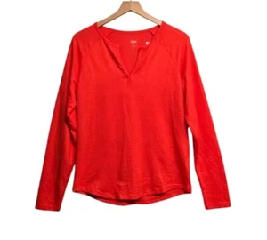 Jenni Womens XL Long Sleeve Orange Ribbed Knit Split Neck Pajama Top Sleepwear - Picture 1 of 6